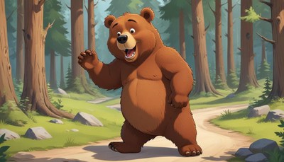 Brown bear walking in forest