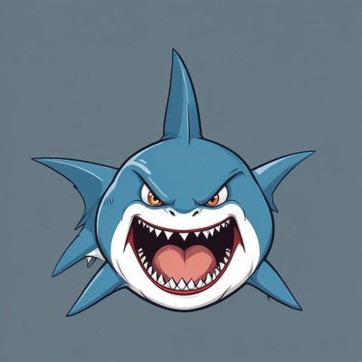 Angry cartoon shark illustration