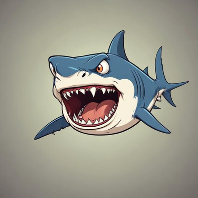 Angry cartoon shark illustration