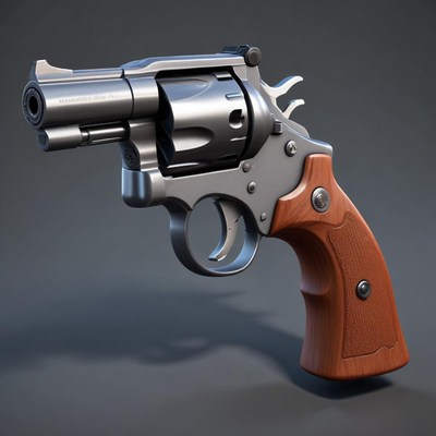 Revolver with wooden grip