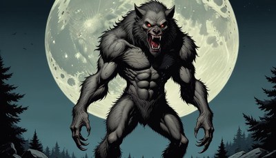 Werewolf under full moon