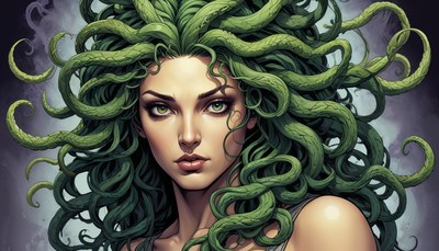 Medusa portrait with snake hair
