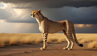 Cheetah standing in savanna