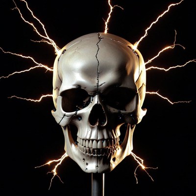 Skull with lightning bolts