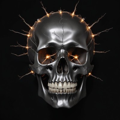 Silver skull with lights