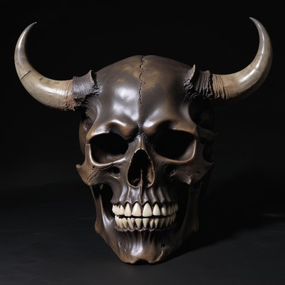 Demon skull with horns