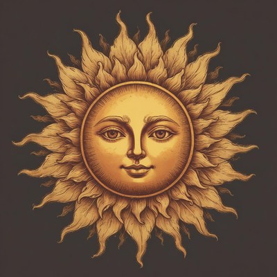 Golden sun illustration