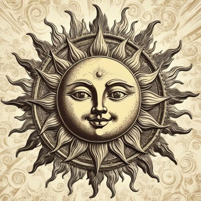Vintage illustration of a smiling sun