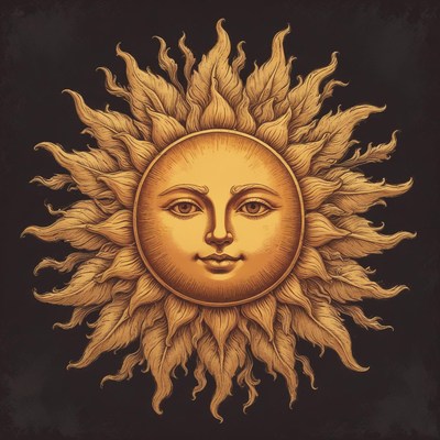 Golden sun illustration