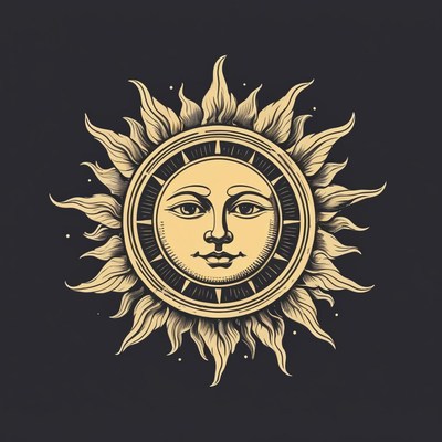 Vintage sun illustration