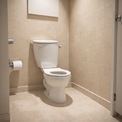 White toilet in a small bathroom