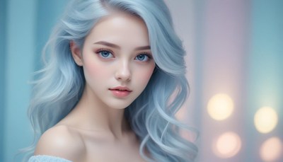 Woman with blue hair posing