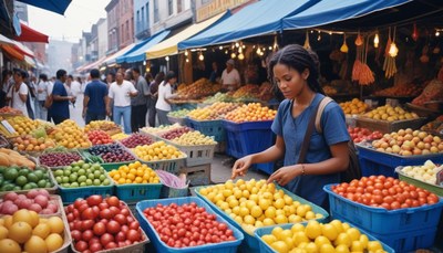Woman shopping at a produce market