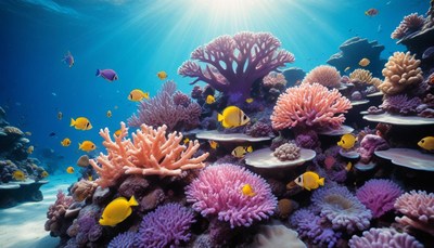 Underwater coral reef with fish