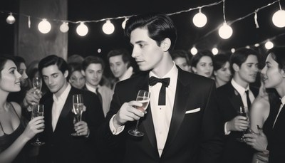 Man in tuxedo at a nighttime party