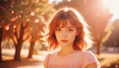 Young woman posing in golden light