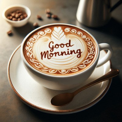 Coffee with good morning message
