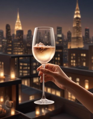 Cityscape toast at dusk