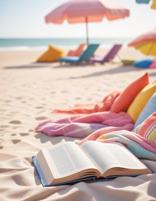 Book on beach blanket