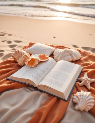 Beach book and seashells