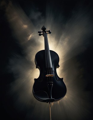 Black violin in dramatic lighting