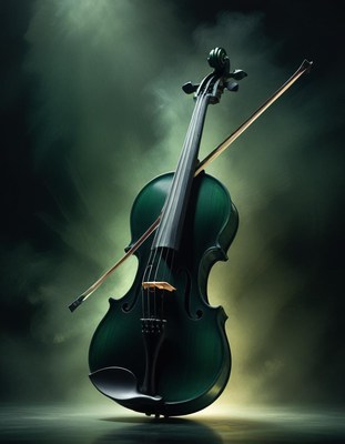 Black violin on dark stage