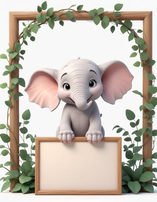 Cute elephant holding blank sign