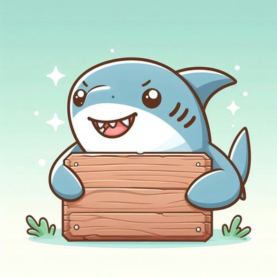 Smiling shark holding sign