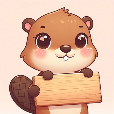 Cute beaver holding sign