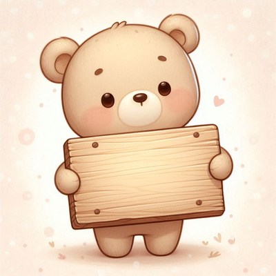 Cute bear holding blank sign
