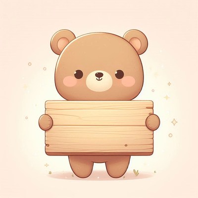 Cute bear holding blank sign