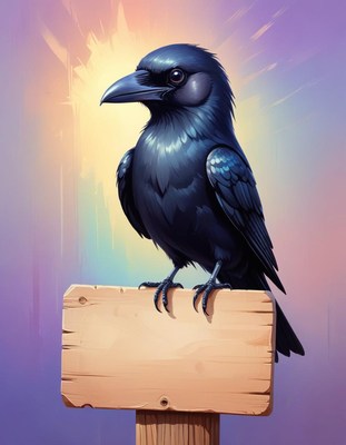 Raven on signpost