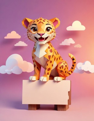 Smiling leopard on sign