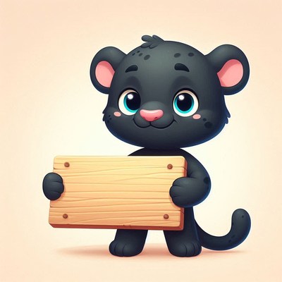 Cute black panther holding sign