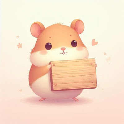 Cute hamster holding a sign