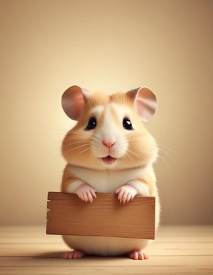 Cute hamster holding a sign