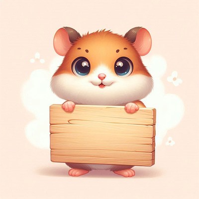Cute hamster holding a sign