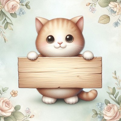 Cute kitten holding blank sign