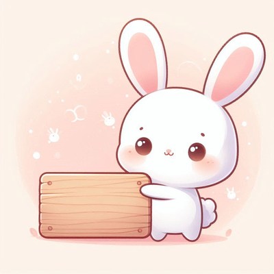 Cute bunny holding wooden sign