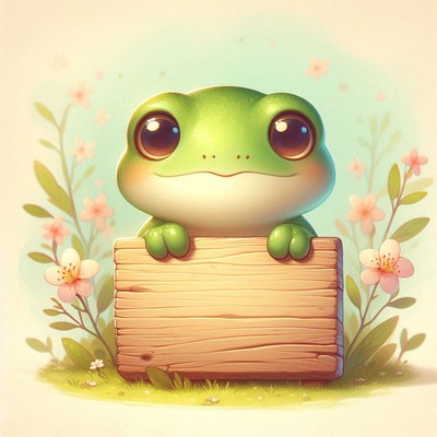 Cute frog holding a sign