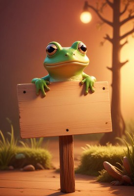 Frog holding blank sign