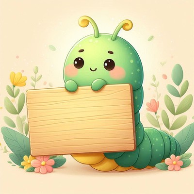 Cute caterpillar holding sign