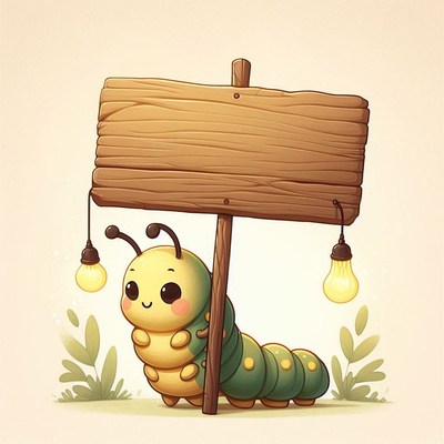 Cute caterpillar holding a sign