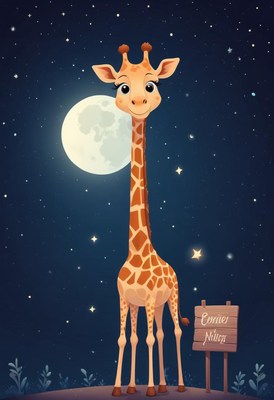 Giraffe under night sky