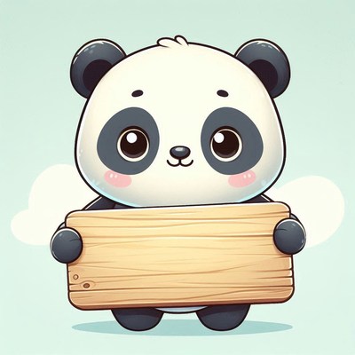 Cute panda holding a wooden sign