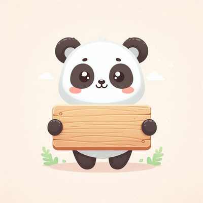 Cute panda holding a wooden sign