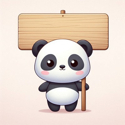 Cute panda holding blank sign