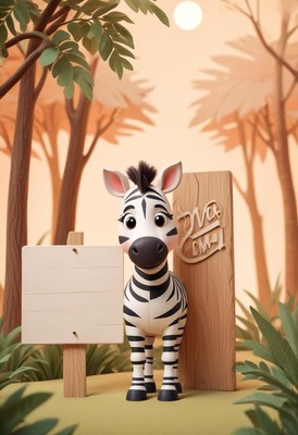 Cartoon zebra in jungle setting