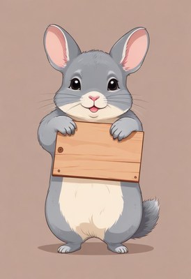 Smiling chinchilla holding sign