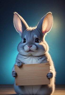 Chinchilla holding sign